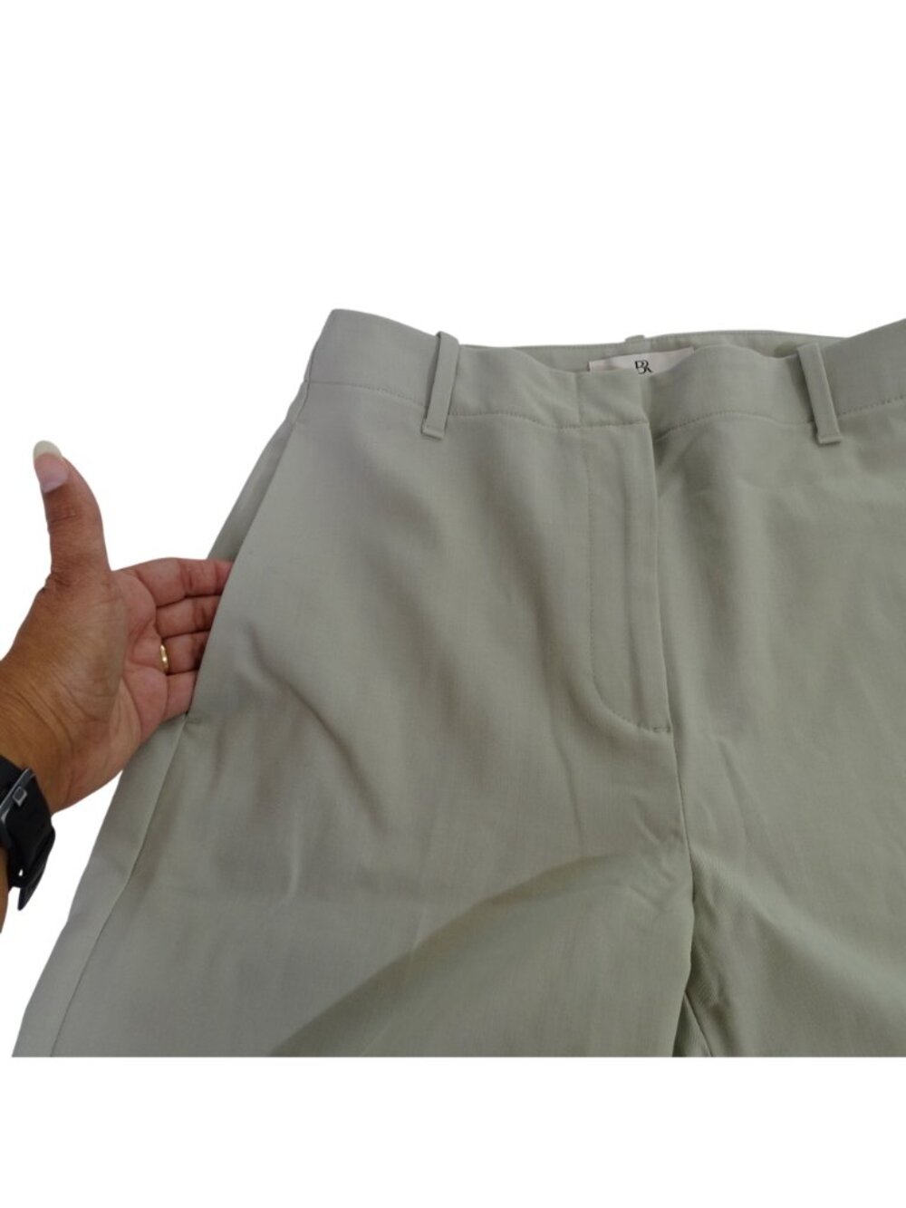Banana Republic Women Wool Blend Wide Leg Pants Tan Size 4 Flat Front Pockets - Picture 2 of 12